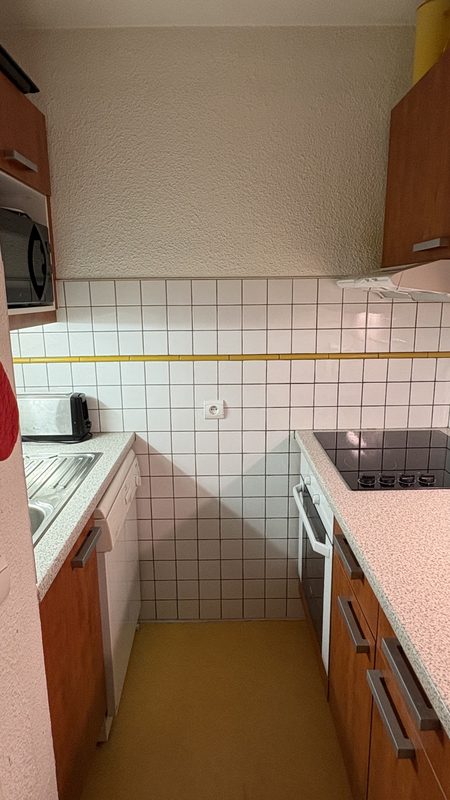 La cuisine équipée : plaques, four micro-ondes et rangements